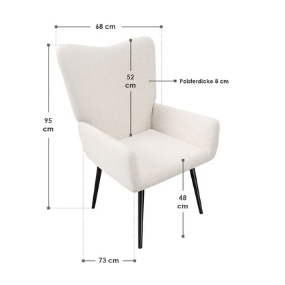 Ohrensessel Relaxsessel skandinavischen Design Bouclé Beige