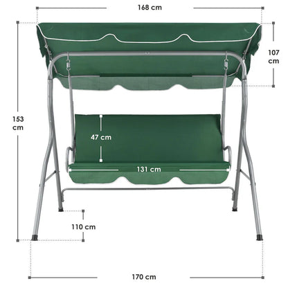 Hollywoodschaukel Cecina 3-Sitzer beschichtetes Stahlgestell in grün