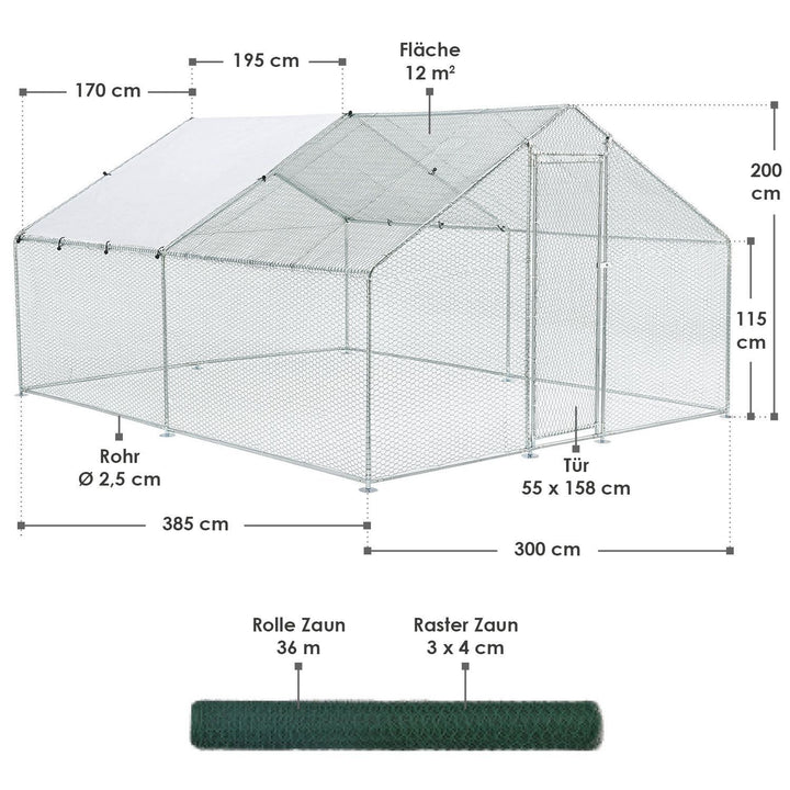 Freilaufgehege HLS25T 3x4x2 m für Hühner
