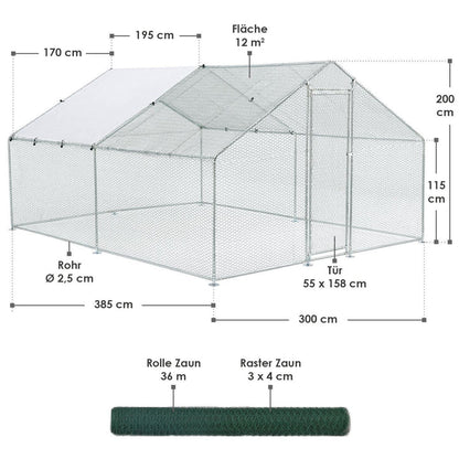 Freilaufgehege HLS25T 3x4x2 m für Hühner