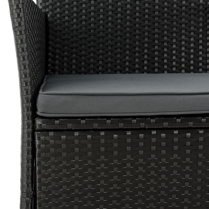 Polyrattan Gartenmöbel Sitzgruppe Monaco in schwarz und dunkelgraue Bezüge