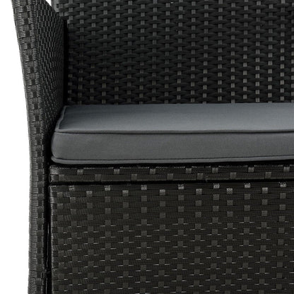 Polyrattan Gartenmöbel Sitzgruppe Monaco in schwarz und dunkelgraue Bezüge