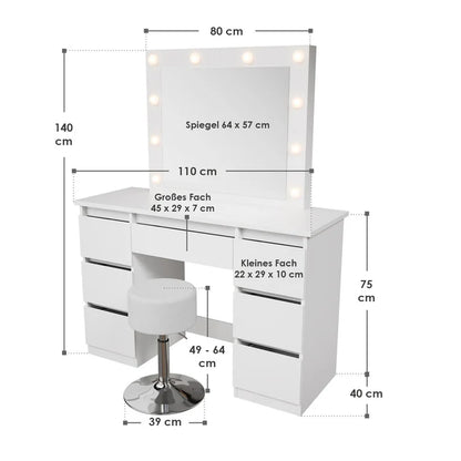 Schminktisch mit Spiegel Talea mit Hocker Tonia