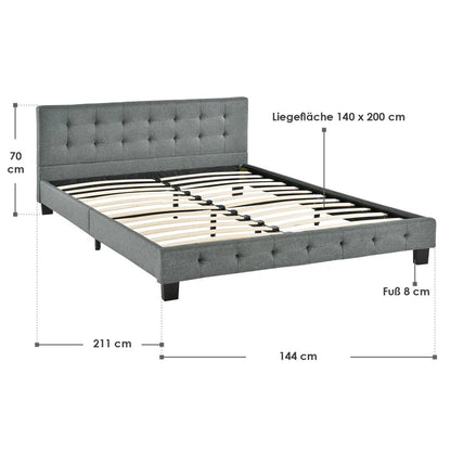 Lit rembourré Manresa 140 x 200 cm - gris