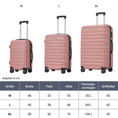 Hartschalen Kofferset Rom 3 tlg Rosa