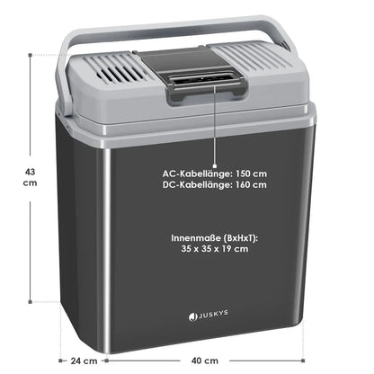 Glacière électrique Nordpol 24 litres en gris avec connexion pratique 12 V et 230 V
