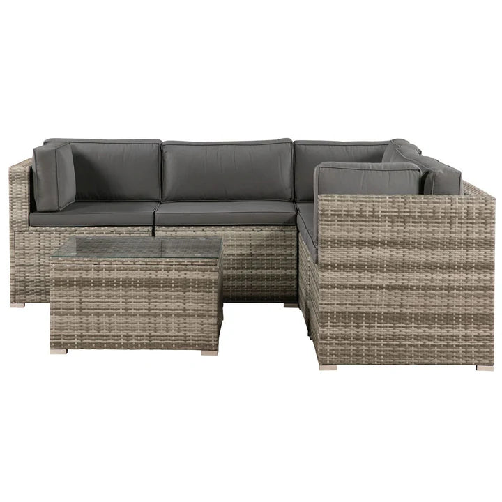 Salon en polyrotin Nassau beige-gris avec revêtements gris foncé