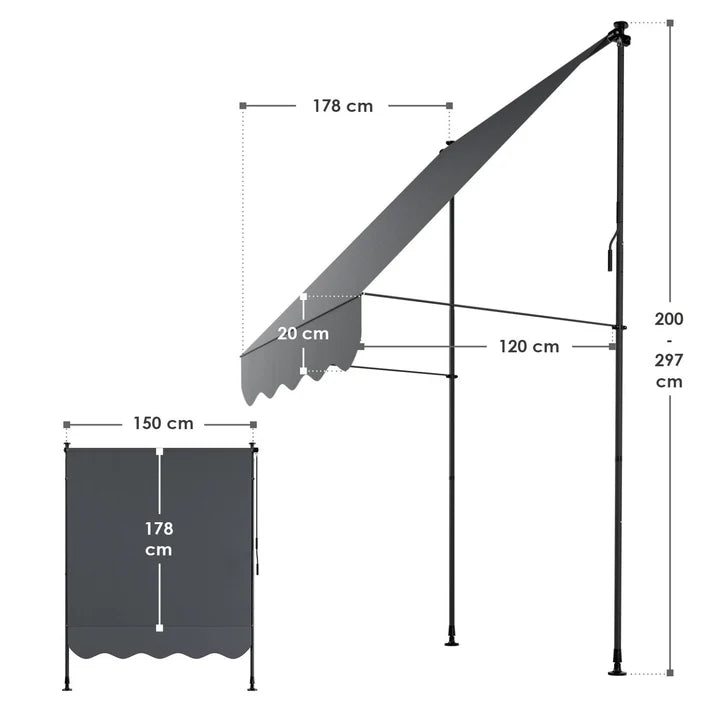Klemmmarkise Kapstadt 150x120 cm Grau - Palo24