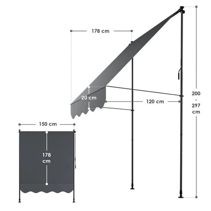 Klemmmarkise Kapstadt 150x120 cm Grau - Palo24