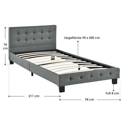 Lit rembourré Manresa 90 x 200 cm en gris