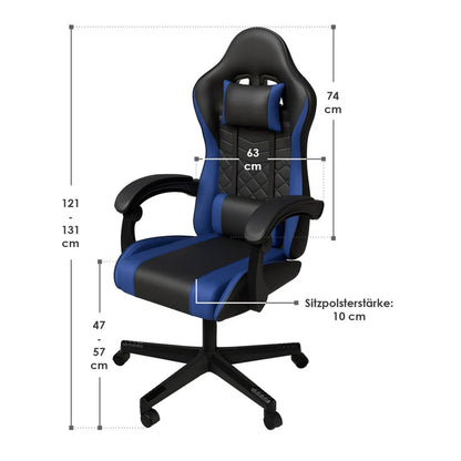 Bürostuhl Gamingstuhl HyperSeat schwarz/blau