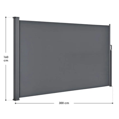 Tenda da sole laterale Dubai 300 x 160 cm grigio scuro tenda da sole in poliestere con rivestimento in PU