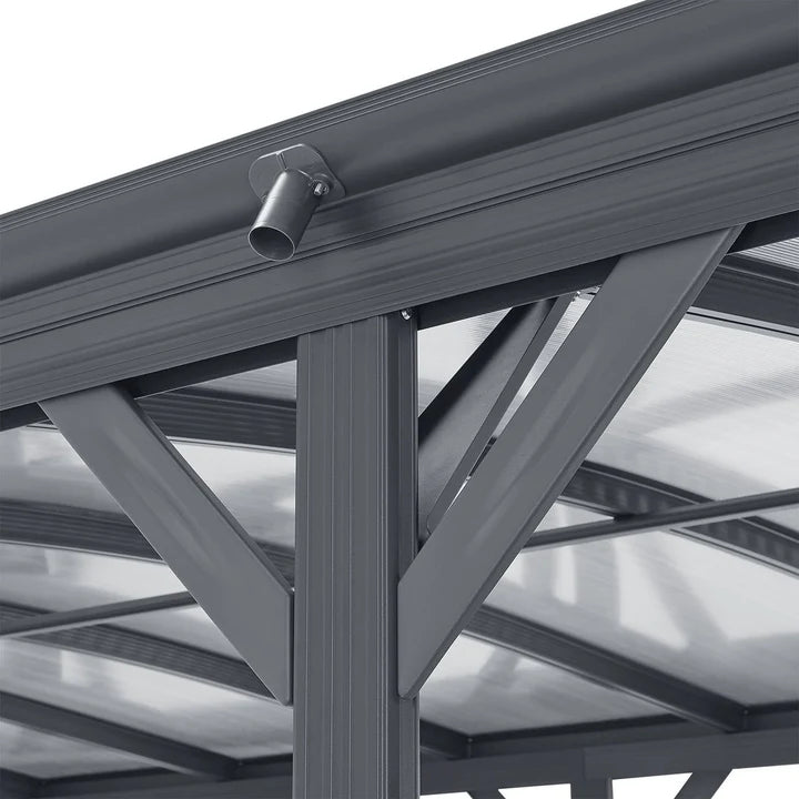 Abri de voiture avec toit voûté, place de parking 5 x 3 m en gris foncé