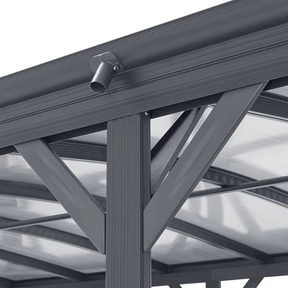 Abri de voiture avec toit voûté, place de parking 5 x 3 m en gris foncé