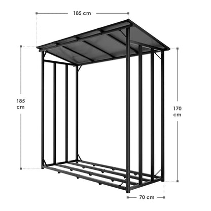 Kaminholzregal außen mit Dach
