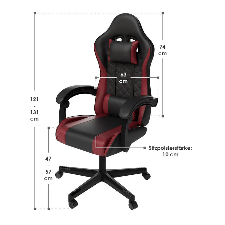 Bürostuhl Gamingstuhl HyperSeat schwarz/bordeaux