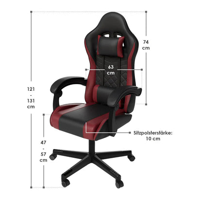 Bürostuhl Gamingstuhl HyperSeat schwarz/bordeaux
