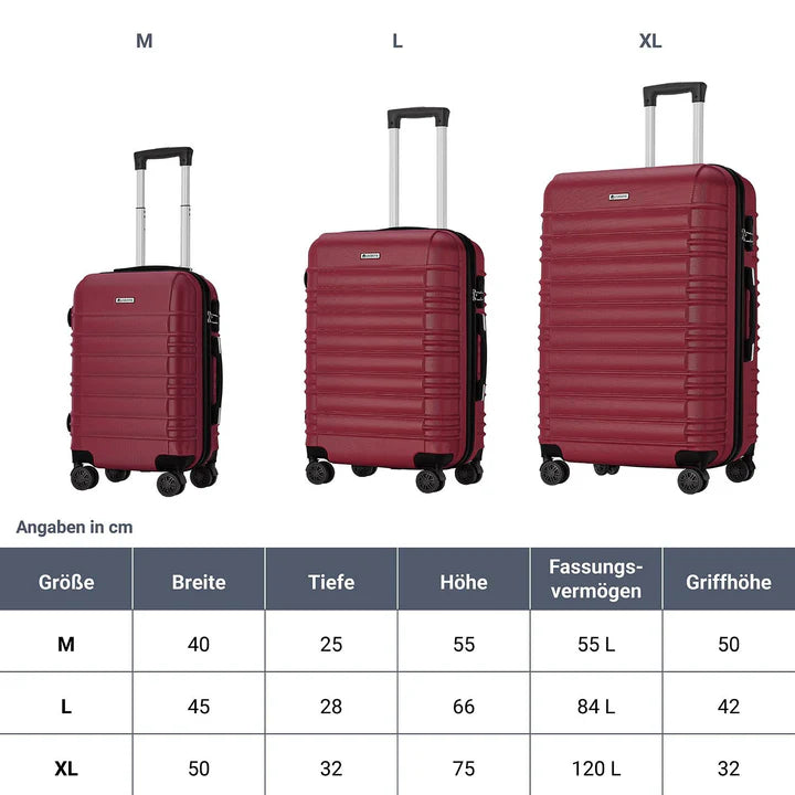 Hartschalen Kofferset Rom 3 tlg Rot