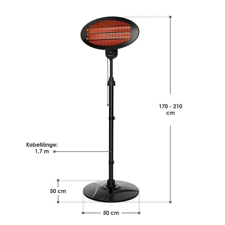 Infrarotstrahler 2000W Schwarz aussen
