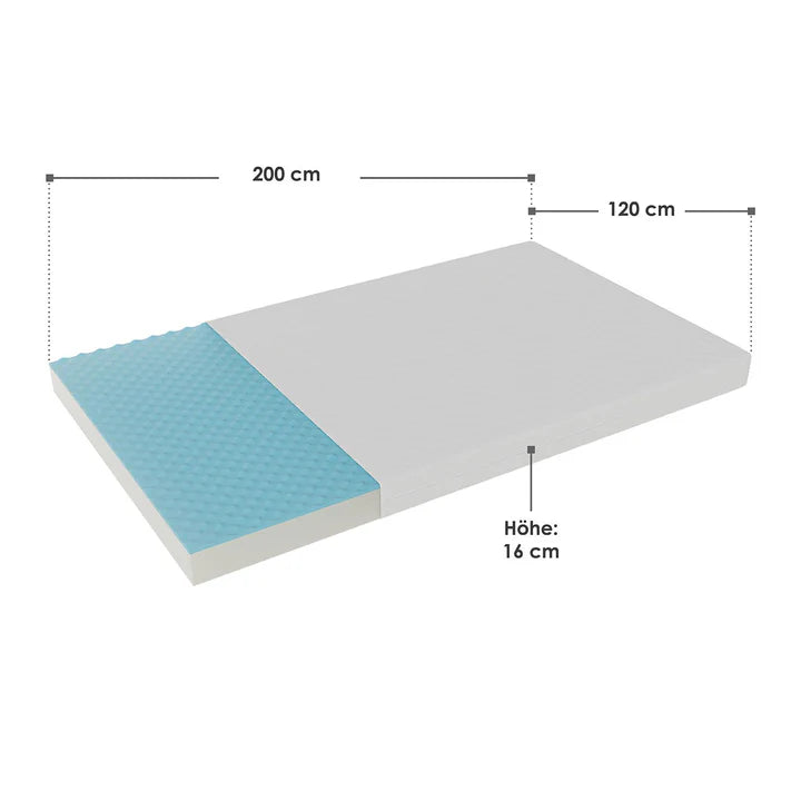Matelas mousse froide 120 x 200 cm avec réglage ergonomique du corps