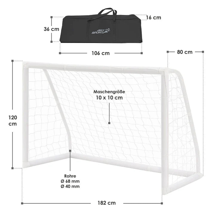 Porta da calcio 180x120 cm con rete e borsa