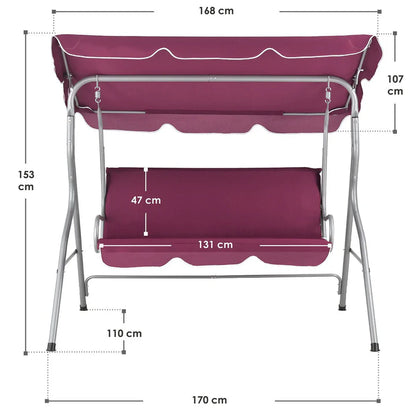 Hollywoodschaukel Cecina 3-Sitzer beschichtetes Stahlgestell in rot