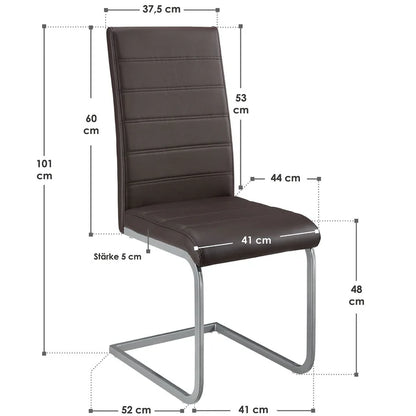 Freischwinger Stuhl Vegas 4er Set aus Kunstleder in braun