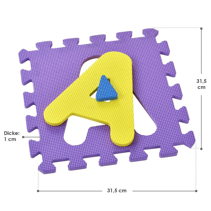 Tappetino puzzle per bambini Kim 36 pezzi dalla A alla Z e da 0 a 9