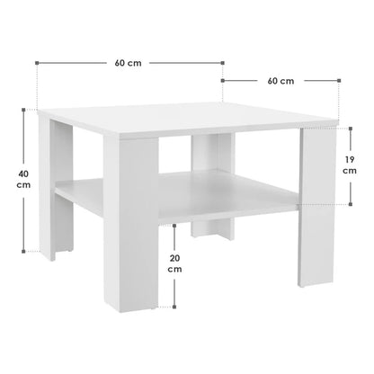 Table basse d'appoint en blanc 60x60 cm