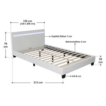 Lit rembourré Vérone 120 x 200 cm avec éclairage LED blanc