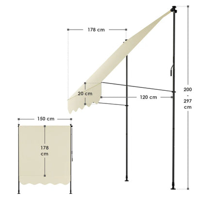 Klemmmarkise Kapstadt 150x120 cm Beige - Palo24