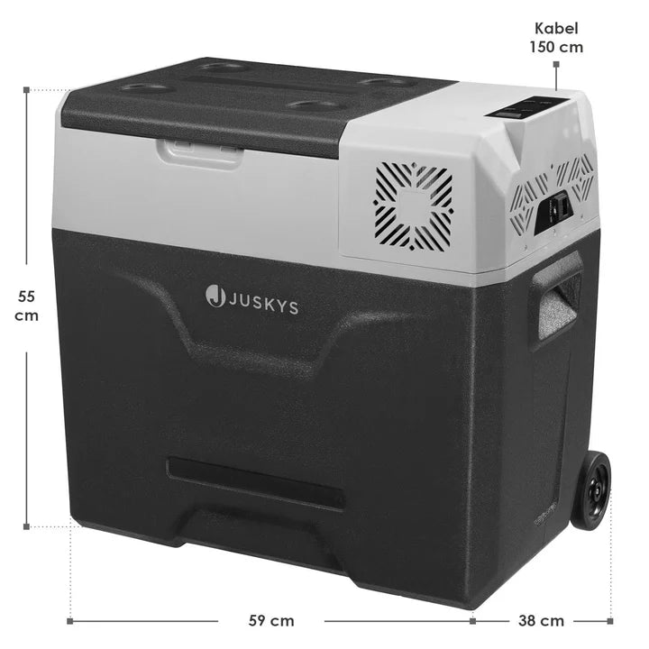 Glacière à compresseur Yukon 50 l avec connexion 12/24 et 230 V, contrôle par application et prise de chargement USB - grise