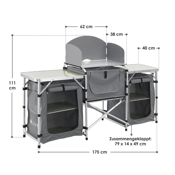 Grande cucina da campeggio pieghevole da cucina Garda in grigio