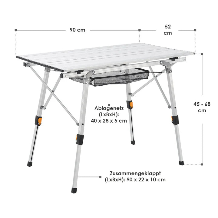 Table de camping Picco pliable Table réglable en hauteur avec sac et étagère supplémentaire