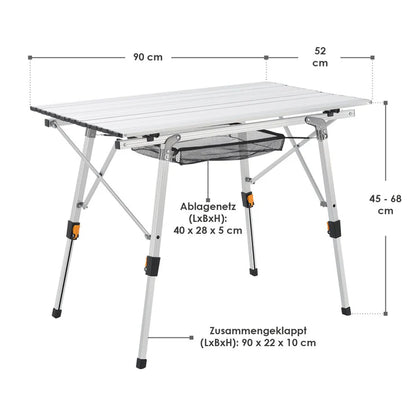 Table de camping Picco pliable Table réglable en hauteur avec sac et étagère supplémentaire