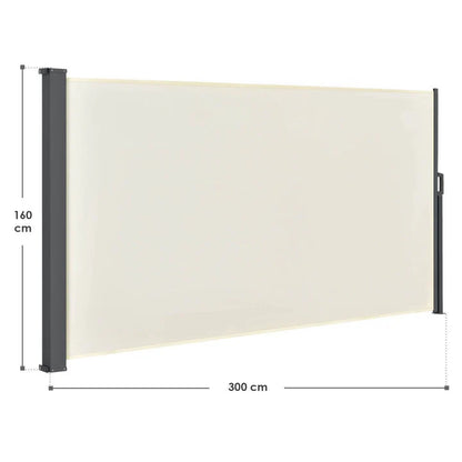 Tenda da sole laterale Dubai 300 x 160 cm beige tenda da sole in poliestere con rivestimento in PU