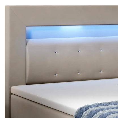 Letto boxspring LED Vancouver 140x200 cm Beige