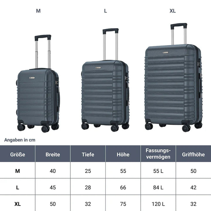 Hartschalen Kofferset Rom 3 tlg Anthrazit