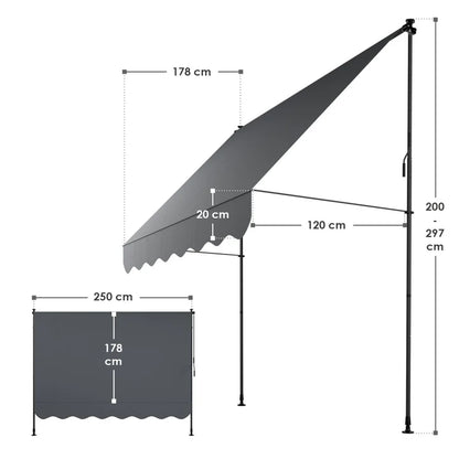 Klemmmarkise Kapstadt 250x120 cm Grau - Palo24
