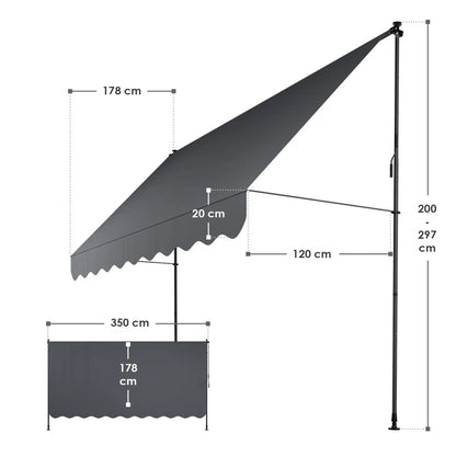 Klemmmarkise Kapstadt 350x120 cm Grau - Palo24