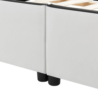 Lit rembourré LED Sevilla 140 x 200 cm sommier à lattes blanc