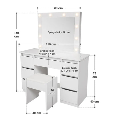 Schminktisch mit Spiegel Talea mit Hocker Melly