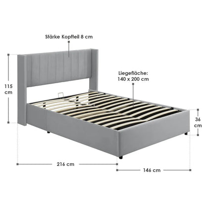 Polsterbett Savona 140 - Hellgrau