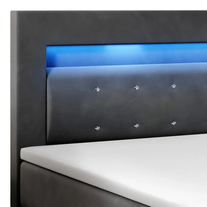 Letto boxspring LED Vancouver 180x200 cm grigio
