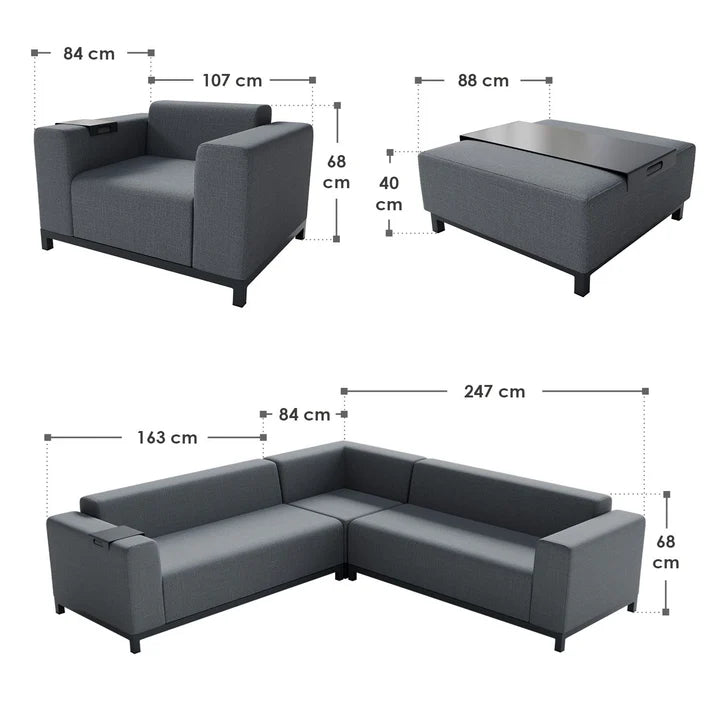 Premium Gartenlounge Sorano Dunkelgrau - Palo24