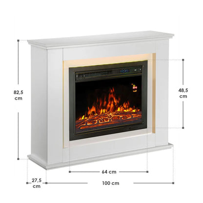 Elektrischer Kamin rechteckig 1000/2000 Weiss