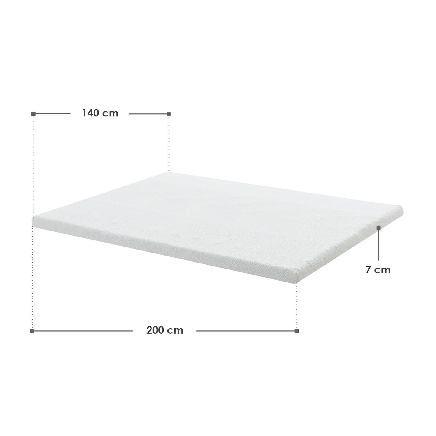 Surmatelas 140x200 cm à mémoire de forme, H2 - H3