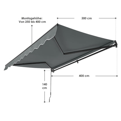 Gelenkarmmarkise 400 x 300 cm Grau