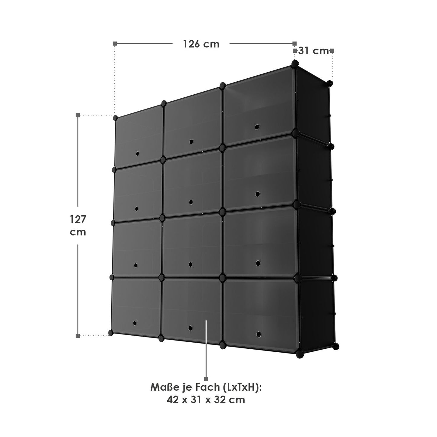 Würfel Schuhregal für bis zu 48 Paar Schuhe - Schwarz