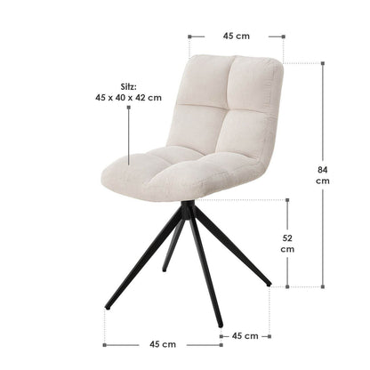 Drehstuhl Dallas 2er Set Cord Beige - Palo24